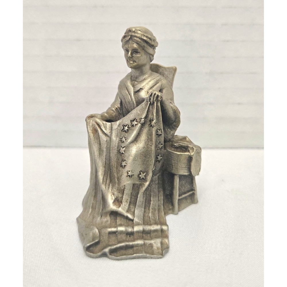 Vtg Hudson Pewter Betsy Ross Figurine Signed P.W. Baston 1970 Americana